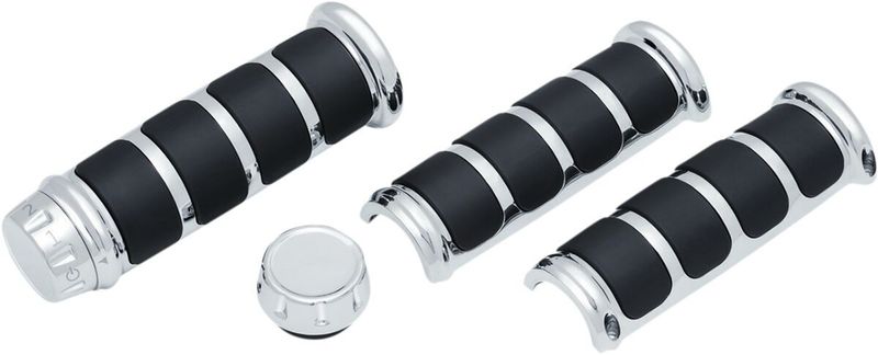 Handtag Kuryakyn Three-Piece ISO-Grips Softail 16-21, Touring 10-upp, Dyna 16-17 krom