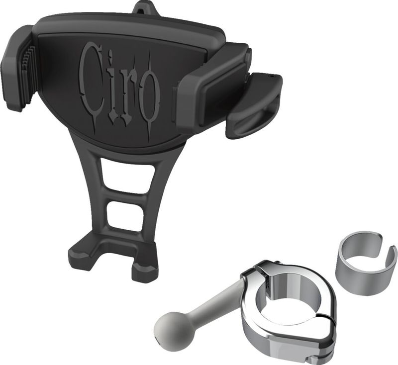 Mobilhållare Ciro Constrictor styrfäste 7/8"/1" svart med kromfäste