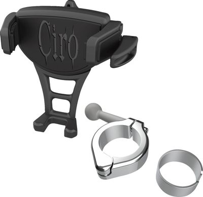 Mobilhållare Ciro Constrictor styrfäste 1-1/8"/1-1/4" svart med kromfäste
