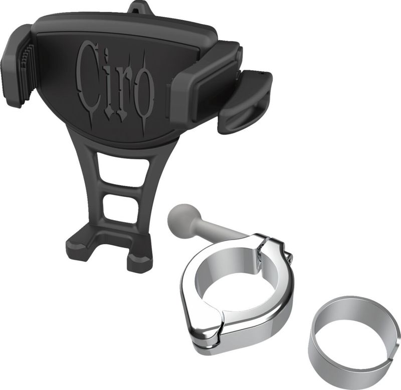 Mobilhållare Ciro Constrictor styrfäste 1-1/8"/1-1/4" svart med kromfäste