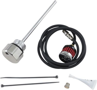 Oljesticka ventilerad med ventilationssats oljetank Feuling polerat lock M8 Touring 17-26
