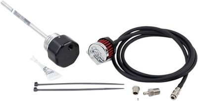 Oljesticka ventilerad med ventilationssats oljetank Feuling svart lock M8 Touring 17-26