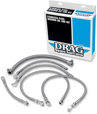Oljeslangsats Drag Specialties rostfri flätad stål Softail 87-89