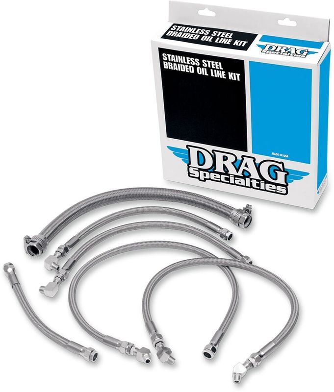 Oljeslangsats Drag Specialties rostfri flätad stål Softail 87-89