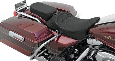 Passagerardyna Drag Specialties vinyl svart smal Touring 97-24, Trike 14-19