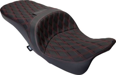 Touringsadel Drag Specialties Freedom vinyl dubbel diamond röd Touring 09-24, Trike 14-21