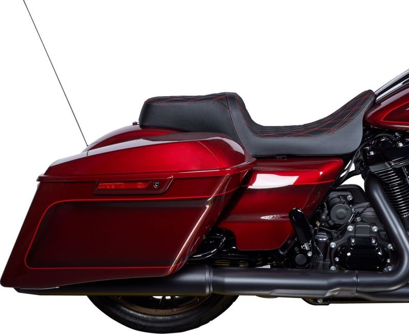 Sadel Drag Specialties Predator 1 vinyl dubbel diamond Touring 08-24, Trike 14-19 röd
