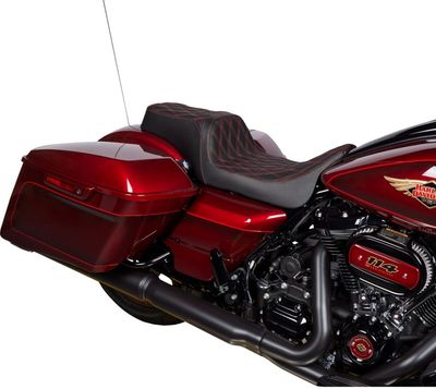 Sadel Drag Specialties Predator 1 vinyl dubbel diamond Touring 08-24, Trike 14-19 röd