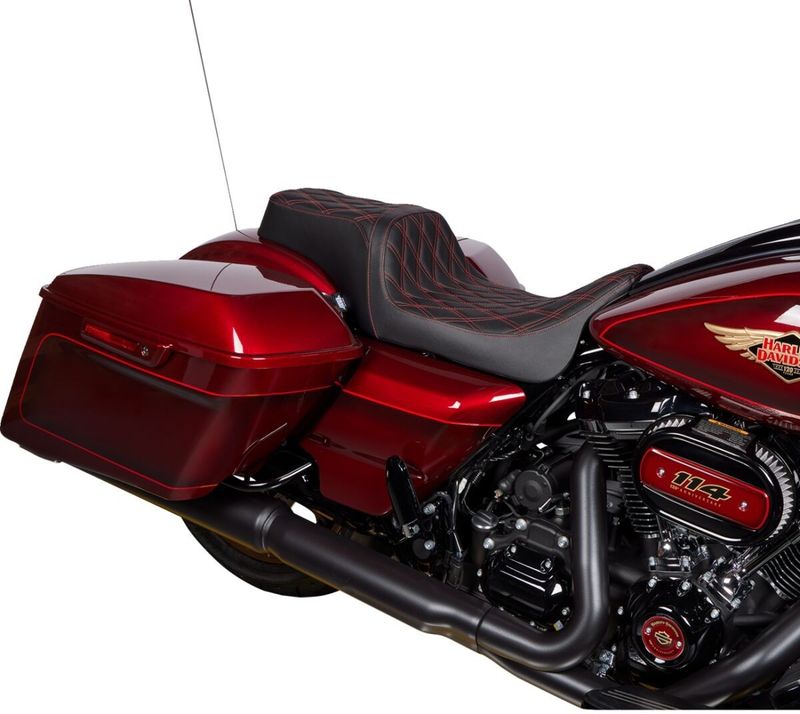 Sadel Drag Specialties Predator 1 vinyl dubbel diamond Touring 08-24, Trike 14-19 röd