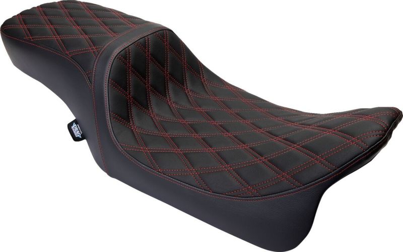 Sadel Drag Specialties Predator 2 vinyl diamond dubbel Touring 08-24, Trike 14-21 röd