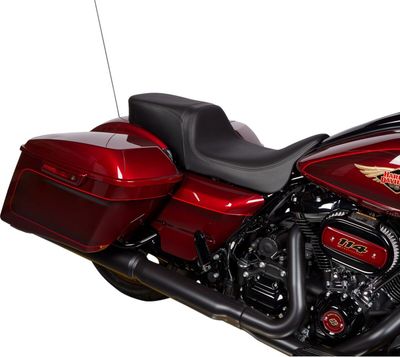 Sadel Drag Specialties Predator 2 läder svart slät Touring 08-24, Trike 14-21