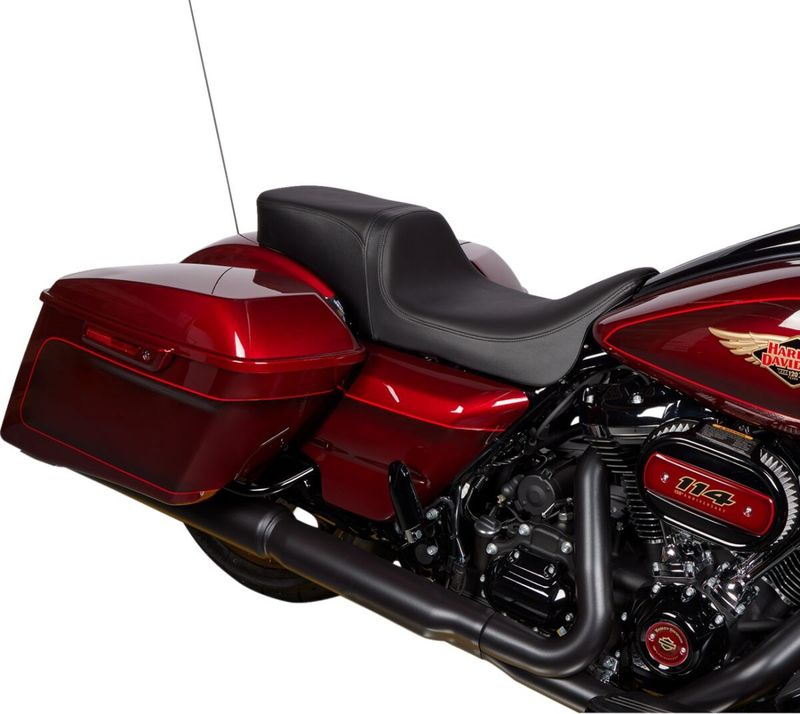 Sadel Drag Specialties Predator 2 läder svart slät Touring 08-24, Trike 14-21