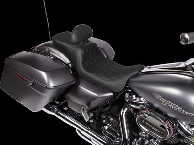 Sadel Drag Specialties Predator 2 med ryggstöd svart vinyl Touring 08-24, Trike 14-21
