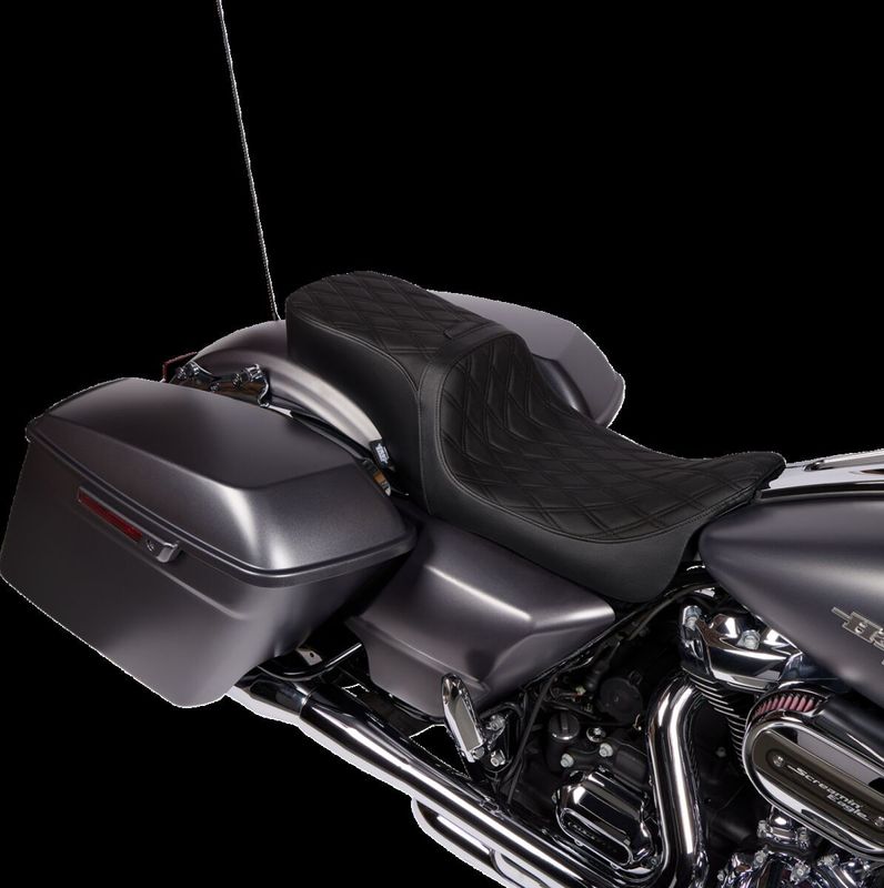 Sadel Drag Specialties Predator 2 med ryggstöd svart vinyl Touring 08-24, Trike 14-21