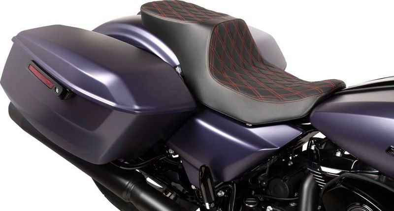 Sadel Drag Specialties Predator 2 dubbel diamond vinyl Touring 23-upp röd