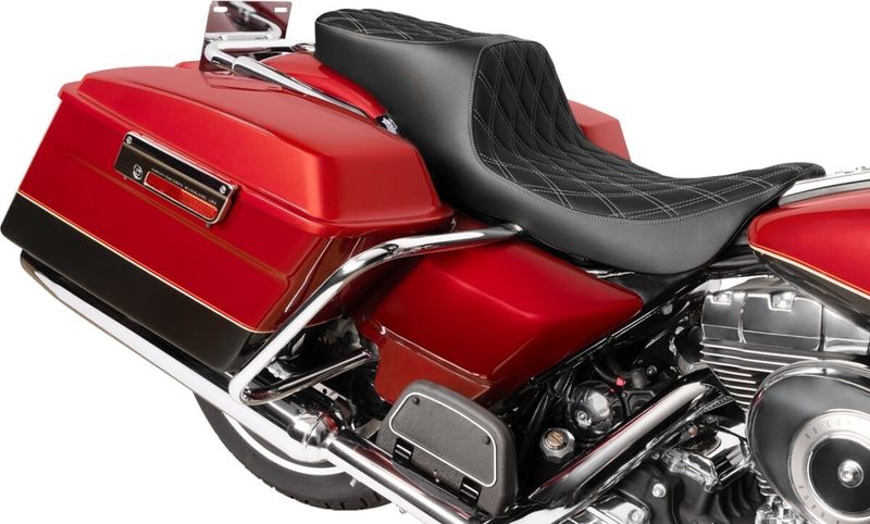 Sadel Drag Specialties Predator 2 dubbel diamond Touring 96-07 silver