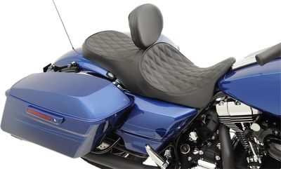 Sadel 2-sits låg profil framflyttad Drag Specialties läder Touring 08-24, Trike 14-21