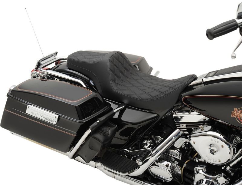 Sadel Drag Specialties Predator III dubbel diamond vinyl svart Touring 97-07 0801-1129