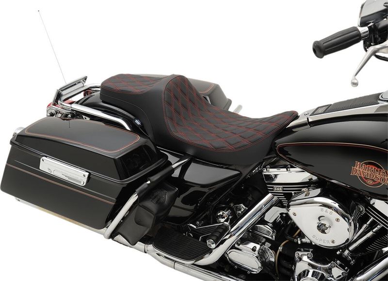 Sadel Drag Specialties Predator III dubbel diamond vinyl svart Touring 97-07 0801-1131