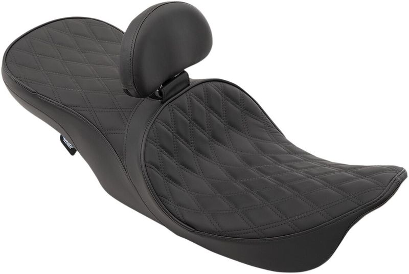 Sadel 2-sits låg profil framflyttad Drag Specialties läder Touring 97-07