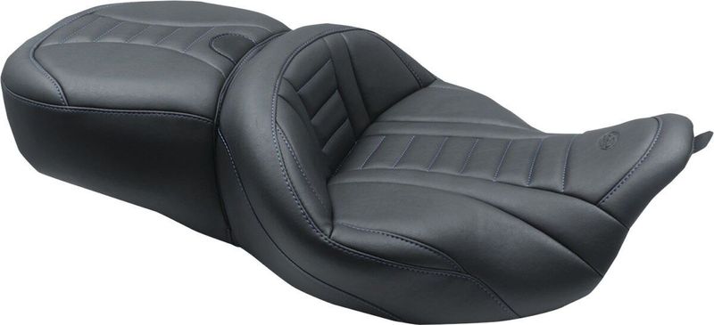 Touringsadel Mustang Removable Option Touring 08-upp, Trike 14-21 svart/blå