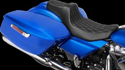 Sadel Drag Specialties Reach Predator III Silvr förlängd vinyl Touring 23-upp