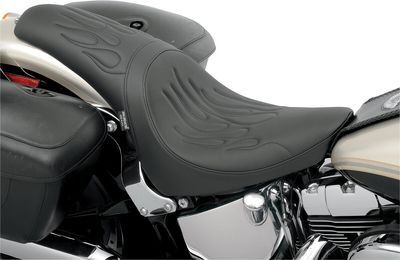 Sadel Drag Specialties Predator vinyl svart flame Softail 00-17