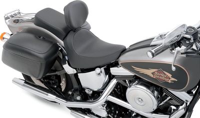 Sadel Drag Specialties solo EZ Glide II slät vinyl svart med fäste för förarryggstöd