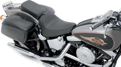 Sadel Drag Specialties solo EZ Glide II slät vinyl svart med fäste för förarryggstöd