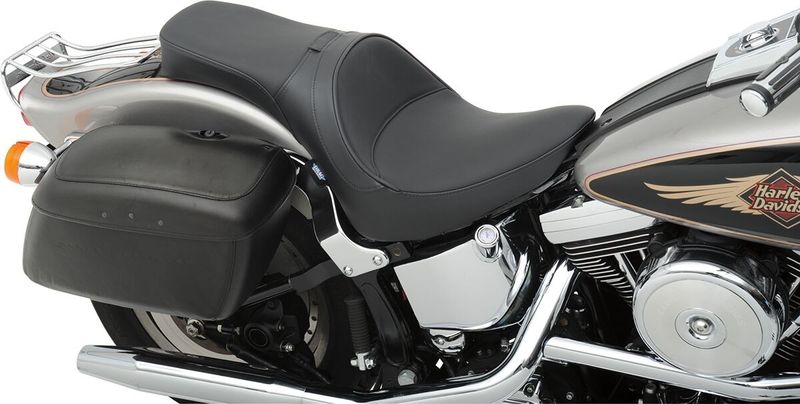 Sadel Drag Specialties Solo-Style läder förare vinyl svart Softail 85-99