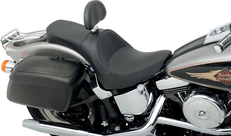 Sadel Drag Specialties Solo-Style läder förare vinyl svart Softail 85-99