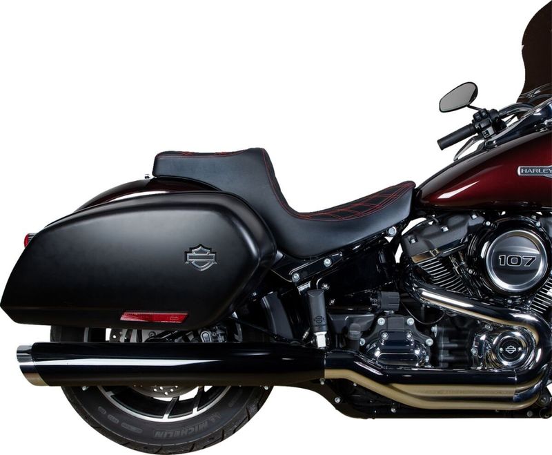 Sadel Drag Specialties Predator III dubbel diamond Softail 18-upp svart/röd