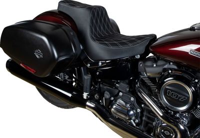 Sadel Drag Specialties Predator III dubbel diamond Softail 18-upp svart/silver