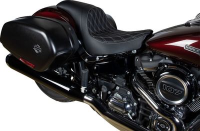 Sadel Drag Specialties Predator Sitching dubbel diamond vinyl Softail 18-upp silver