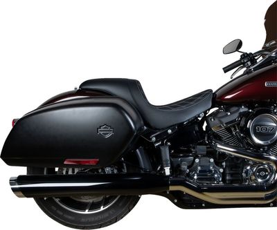 Sadel Drag Specialties Predator Sitching dubbel diamond vinyl Softail 18-upp silver