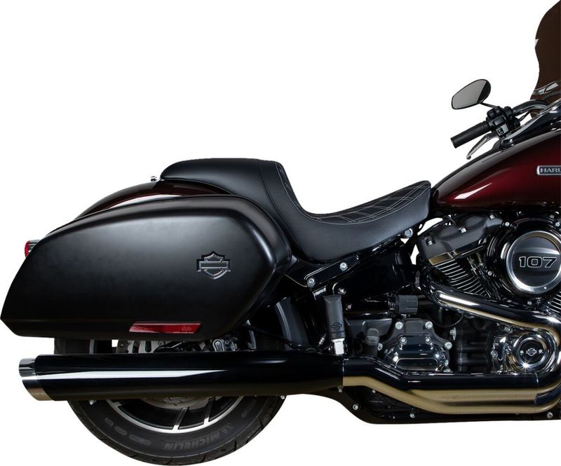 Sadel Drag Specialties Predator Sitching dubbel diamond vinyl Softail 18-upp silver
