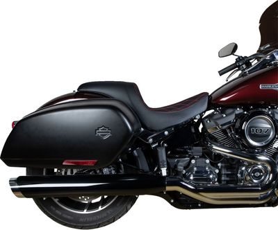 Sadel Drag Specialties Predator Sitching dubbel diamond vinyl Softail 18-upp röd