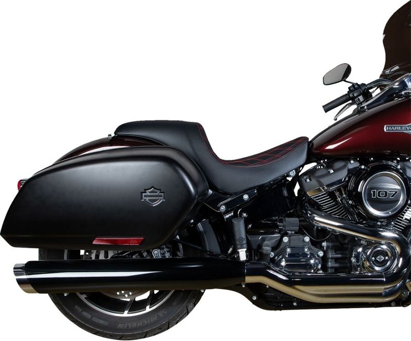 Sadel Drag Specialties Predator Sitching dubbel diamond vinyl Softail 18-upp röd
