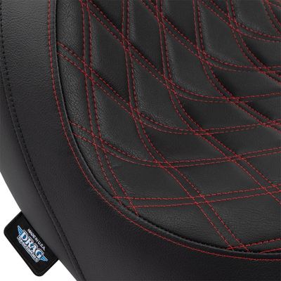 Sadel Drag Specialties Predator Sitching dubbel diamond vinyl Softail 18-upp röd