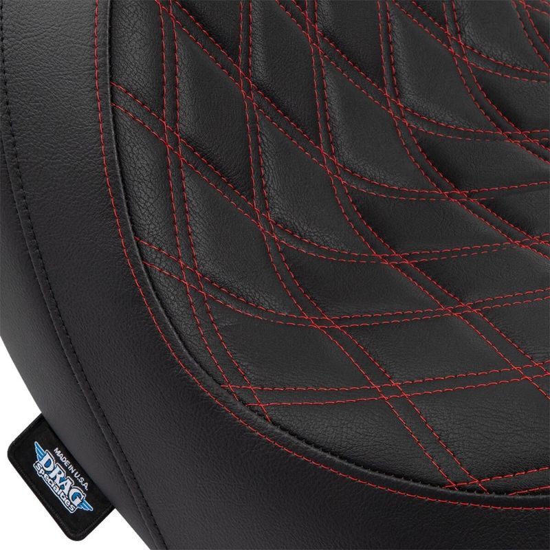 Sadel Drag Specialties Predator Sitching dubbel diamond vinyl Softail 18-upp röd