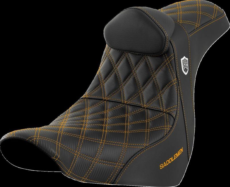 Sadel handtag Saddlemen SDC med ryggstöd Softail 18-upp guld