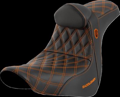 Sadel handtag Saddlemen SDC med ryggstöd Softail 18-upp orange