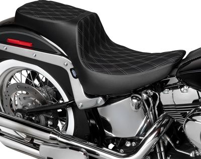 Sadel Drag Specialties Predator 2 dubbel diamond Softail 00-17 silver
