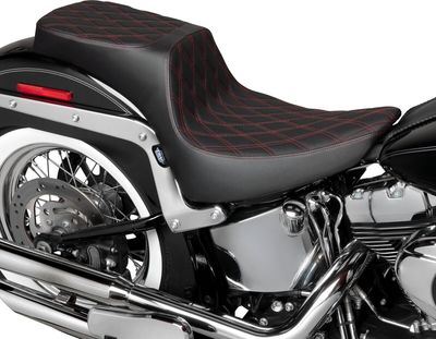 Sadel Drag Specialties Predator 2 dubbel diamond Softail 00-17 röd