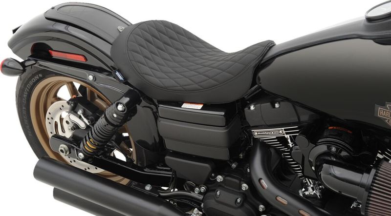 Solosadel Drag Specialties diamond svart dubbel Dyna 06-17, Softail 00-17