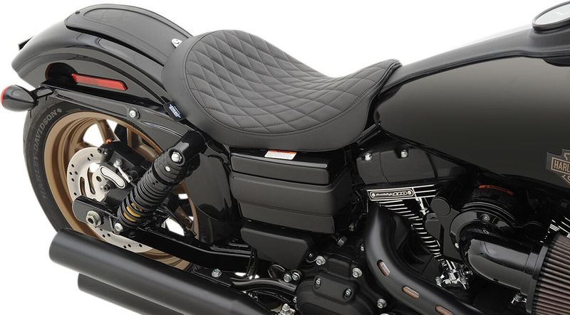 Solosadel Drag Specialties diamond svart dubbel Dyna 06-17, Softail 00-17