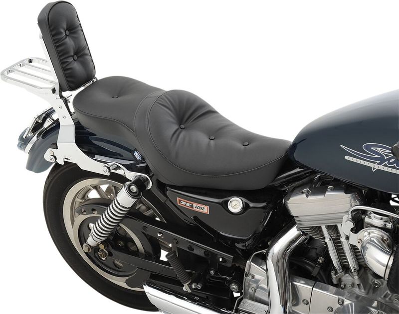 Sadel Drag Specialties Low-Profile 2 Pillow dubbel vinyl svart Sportster 82-03