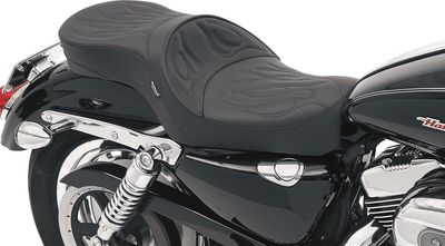 Touringsadel Drag Specialties Low-Profile vinyl svart flame Sportster 04-22