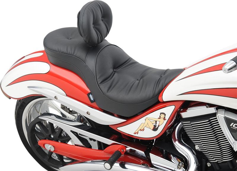 Touringsadel Drag Specialties Ez Glide II Low-Profile läder vinyl svart dubbel 0810-1577