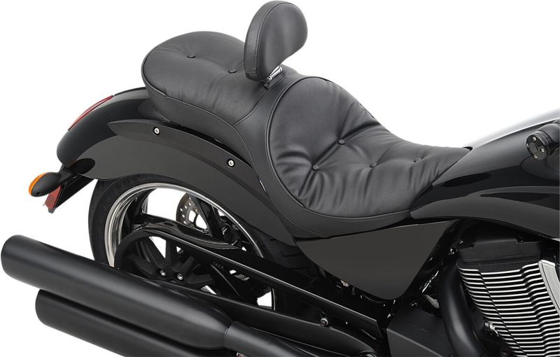 Touringsadel Drag Specialties Ez Glide II Low-Profile läder vinyl svart dubbel 0810-1607
